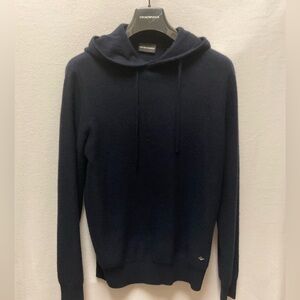 Emporio Armani Dark Navy Cashmere-Blend Hoodie